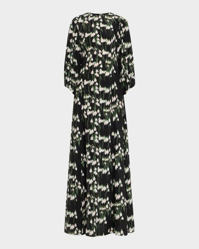 Roxette Long Floral Silk Dress